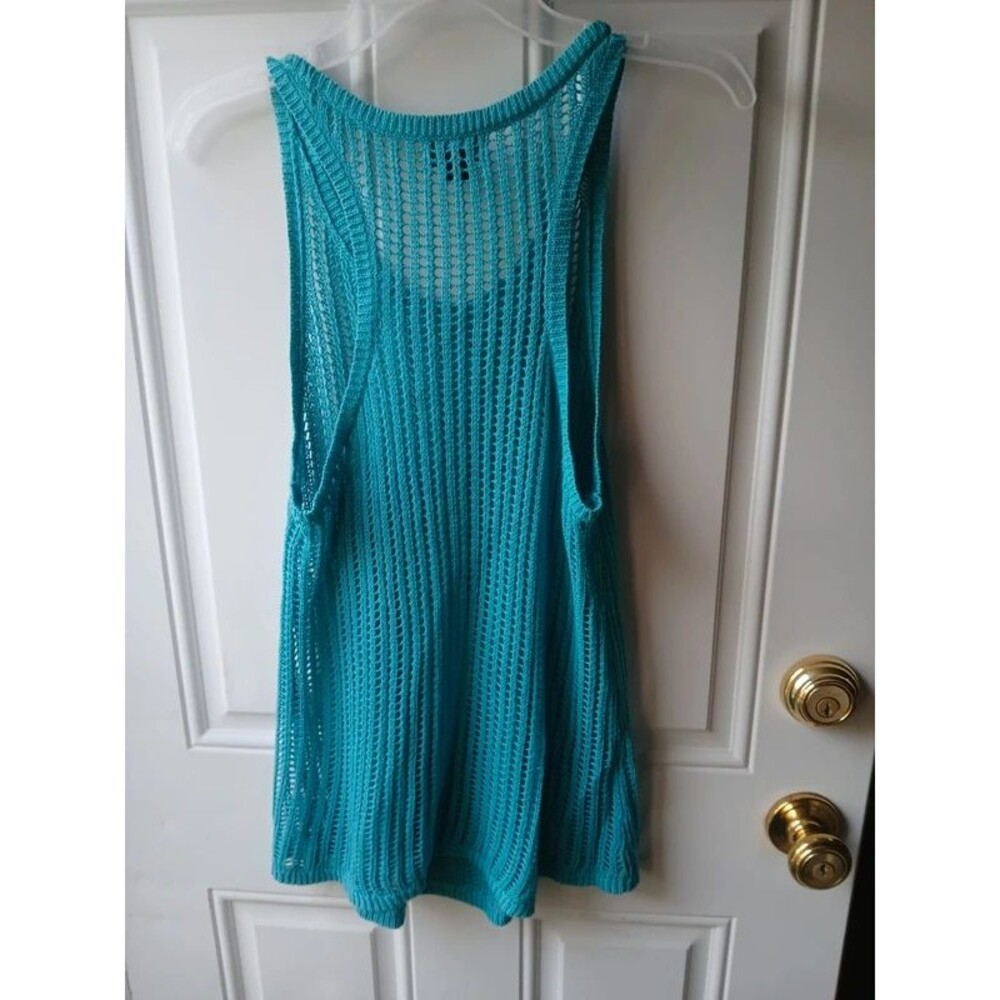 Turquoise Open-Knit Tank Top - Picture 3 of 3
